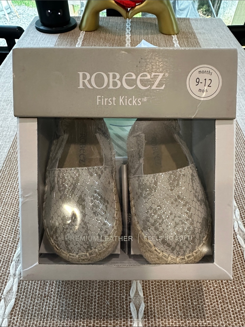 Robeez First Kicks Baby Moccasins in Sparkling Silver